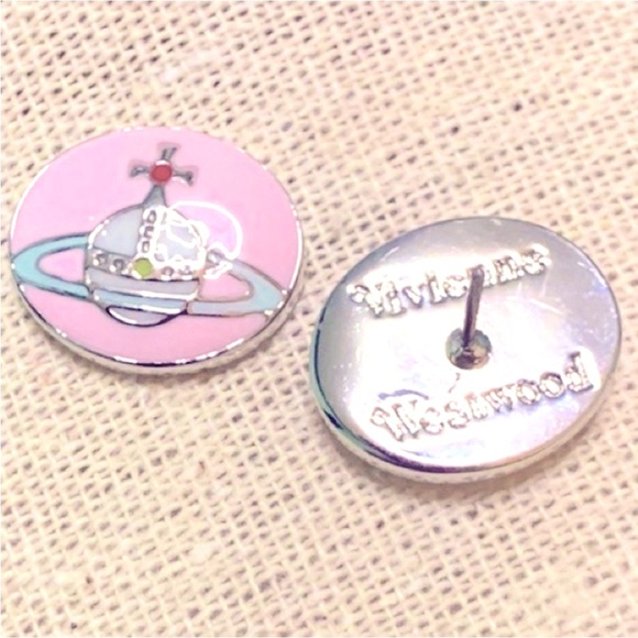 silver pink enamel 2 in one stud or drop earrings - Picture 9 of 9